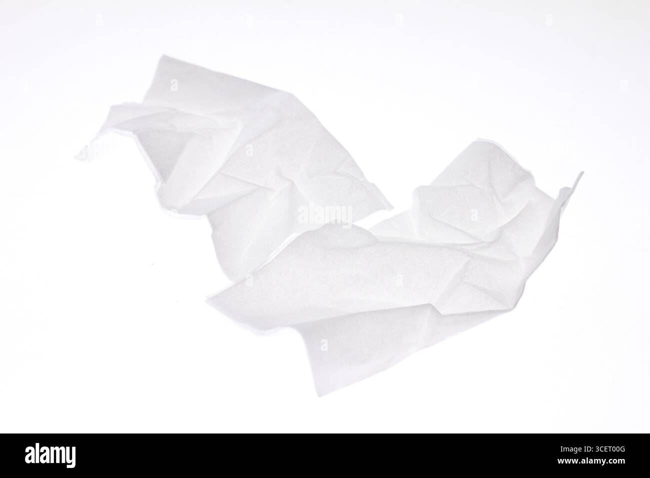 Crumpled tissue paper isolated on white background. Stock Photo