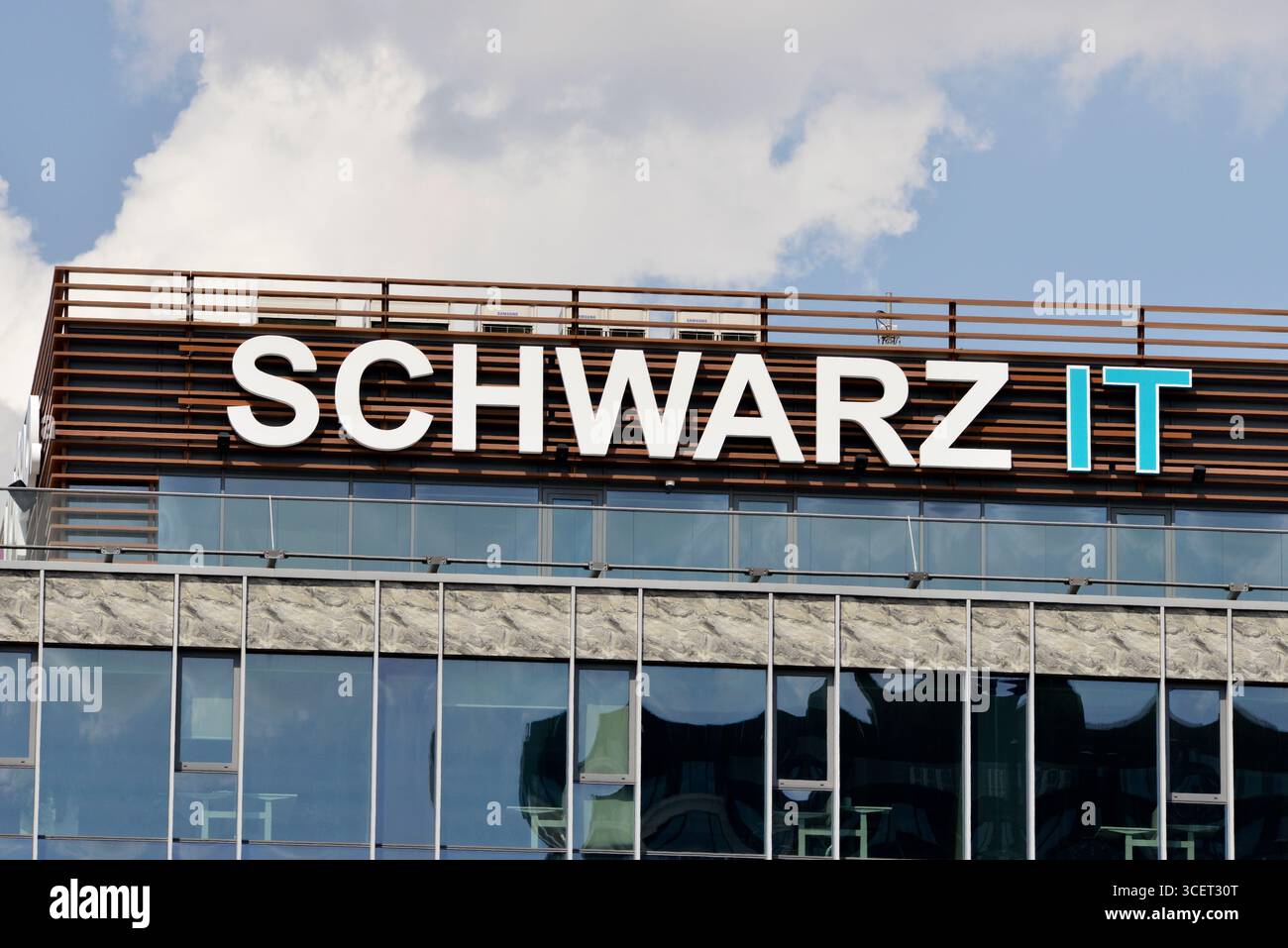 Schwarz IT logo on office building in Sofia Bulgaria, Eastern Europe, Balkans, EU Stock Photo