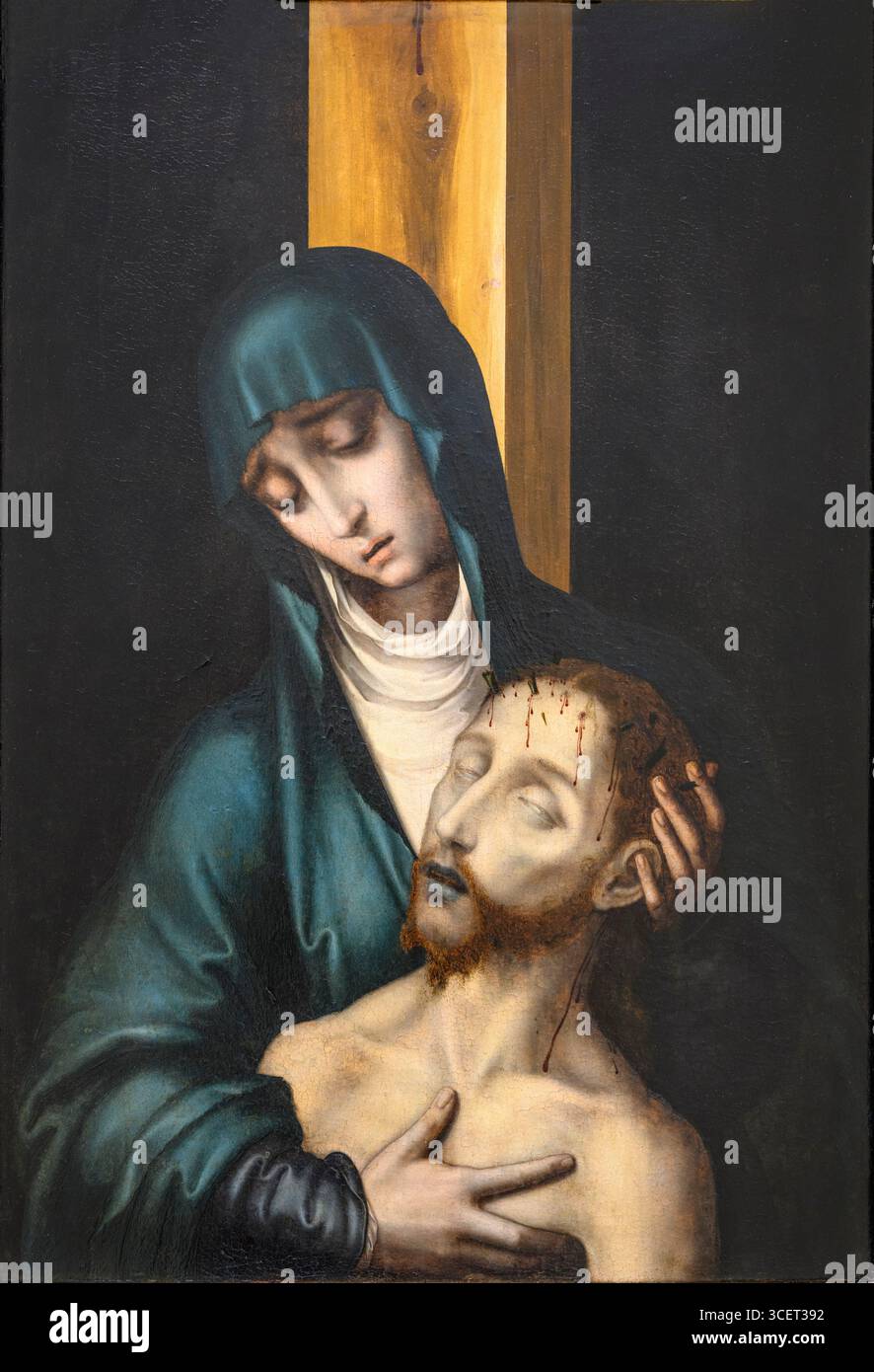 LUIS DE MORALES "el Divino" 1510/11 - 1586. PIETA c.1568. Oil on wood panel. Stock Photo