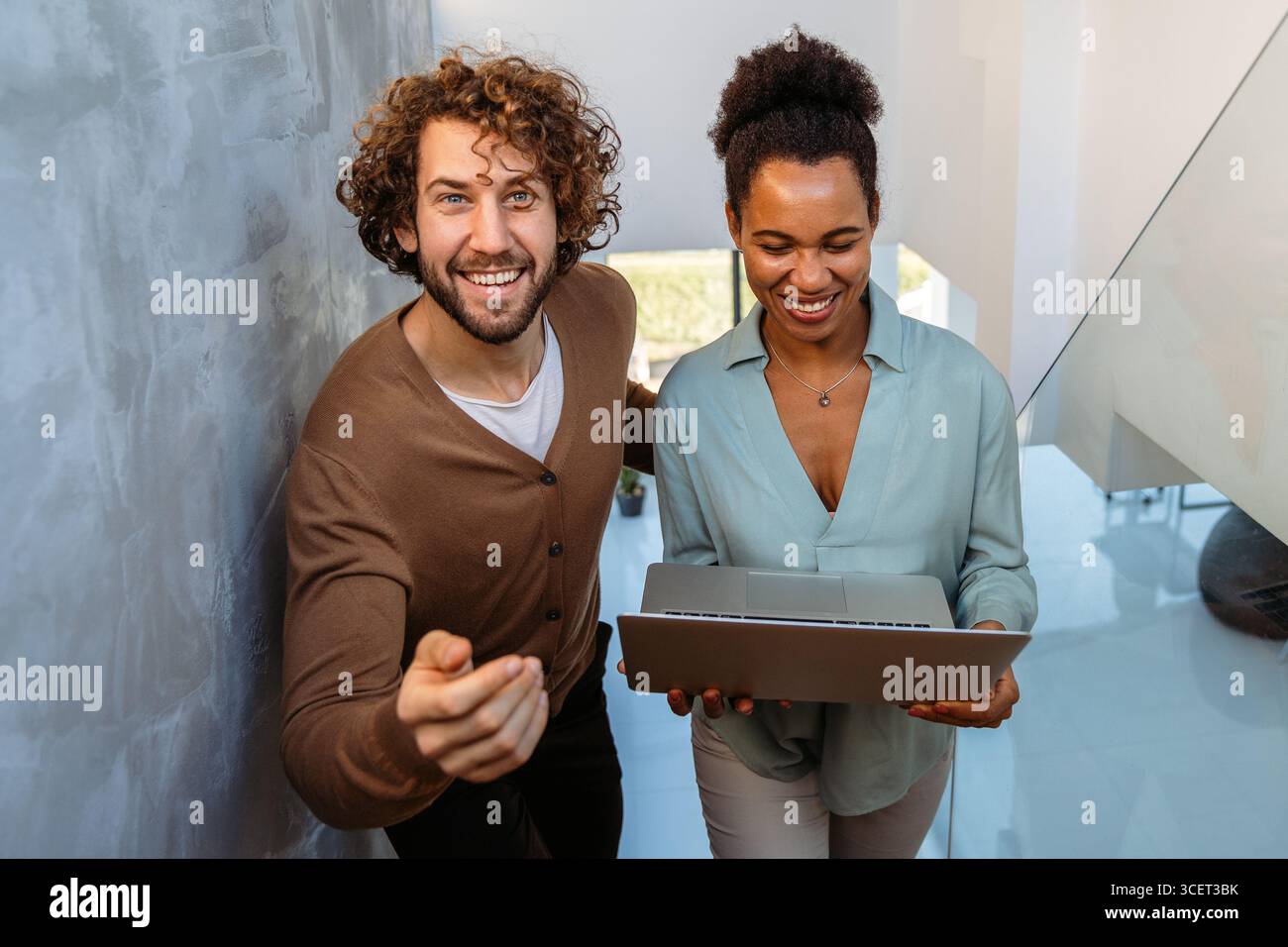 Busy business people, programmers software developer engineer working on computer in office Stock Photo