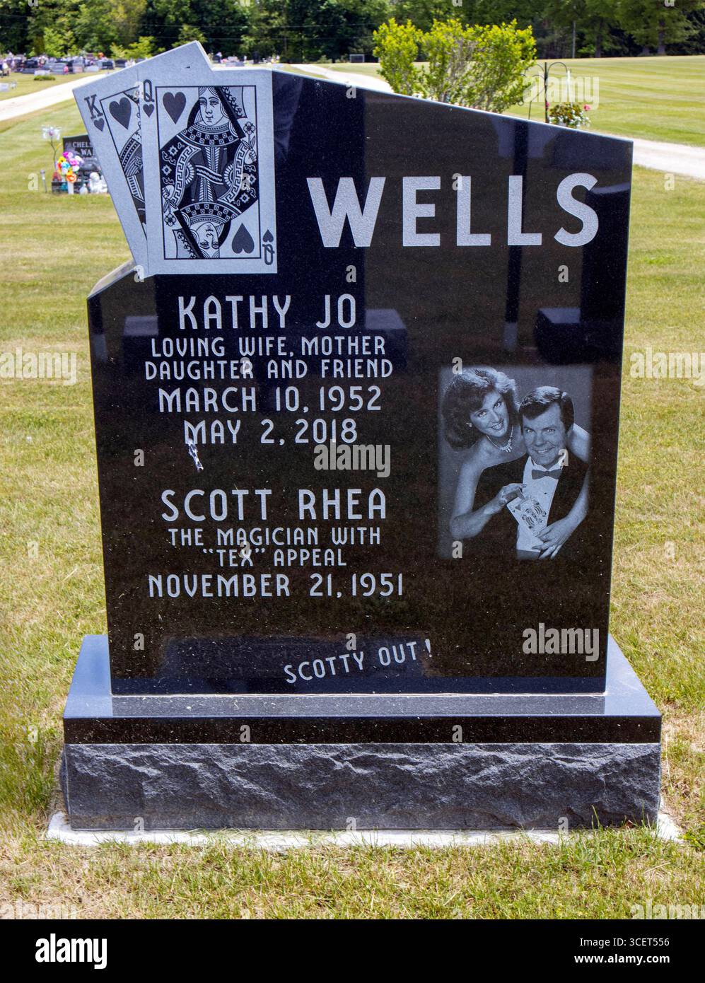 Colon, Michigan, the 'Magic Capital of the World,' is home to magicians’ graves, where famed illusionists rest in this enchanting small-town cemetery. Stock Photo