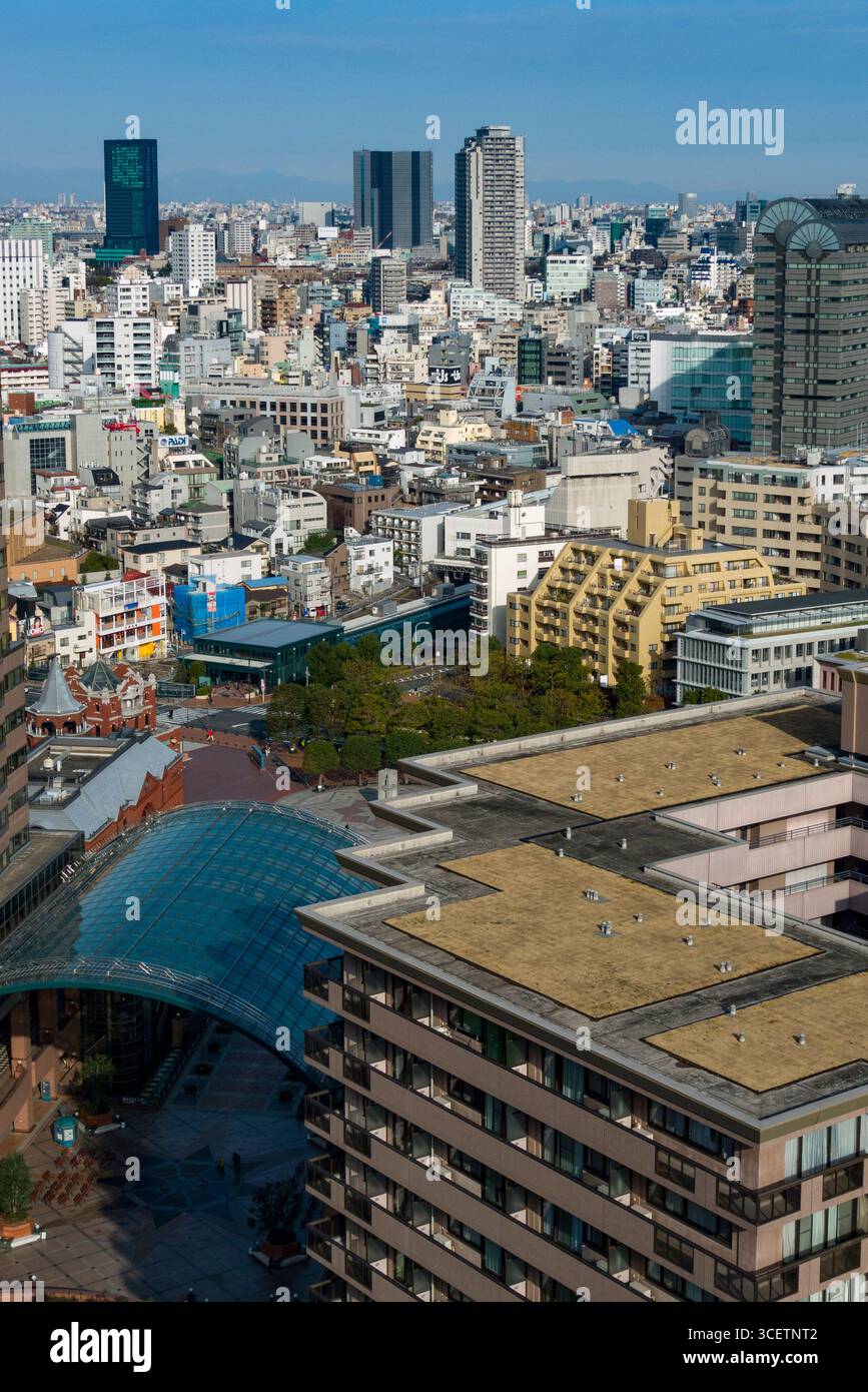 View of Yebisu Garden Place and the Tokyo skyline seen from the Westin Tokyo Hotel, Mita, Meguro-ku, Tokyo, Kanto, Honshu, Japan Stock Photo