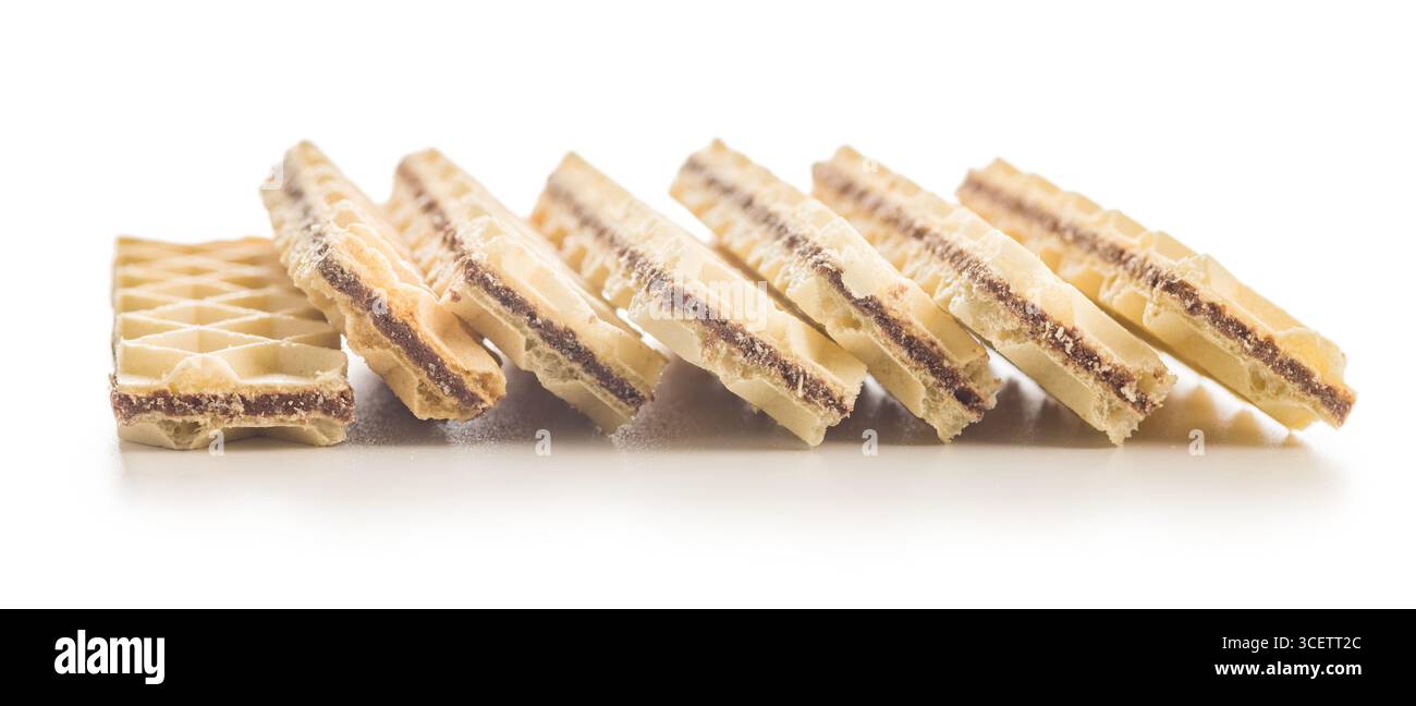 Sweet crispy wafers isolated on a white background. Stock Photo
