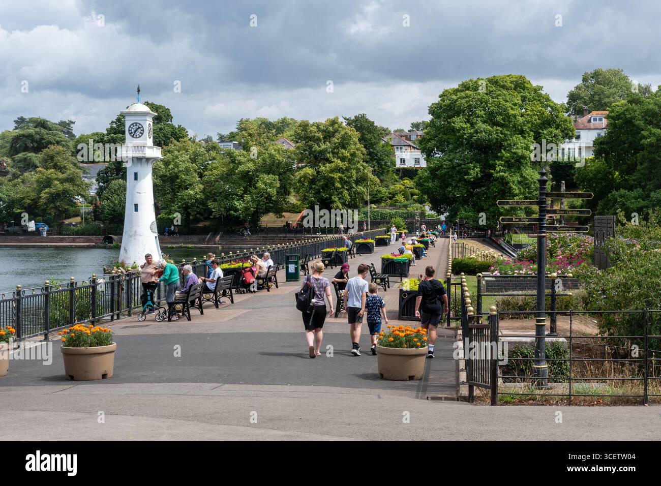 View of Roath Park promenade in Cardiff, South Wales, UK, in summer ...
