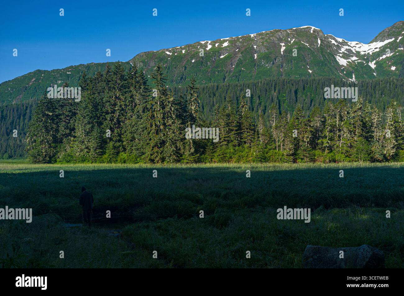 Snow speckled mountain peaks seen from the Seymour Canal public use ...