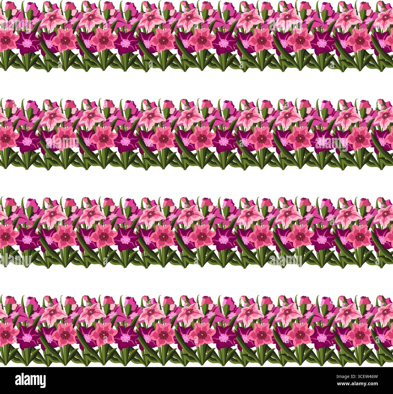Simple flowers in flat style. Seamless pattern. Vector illustration. Stock Vector