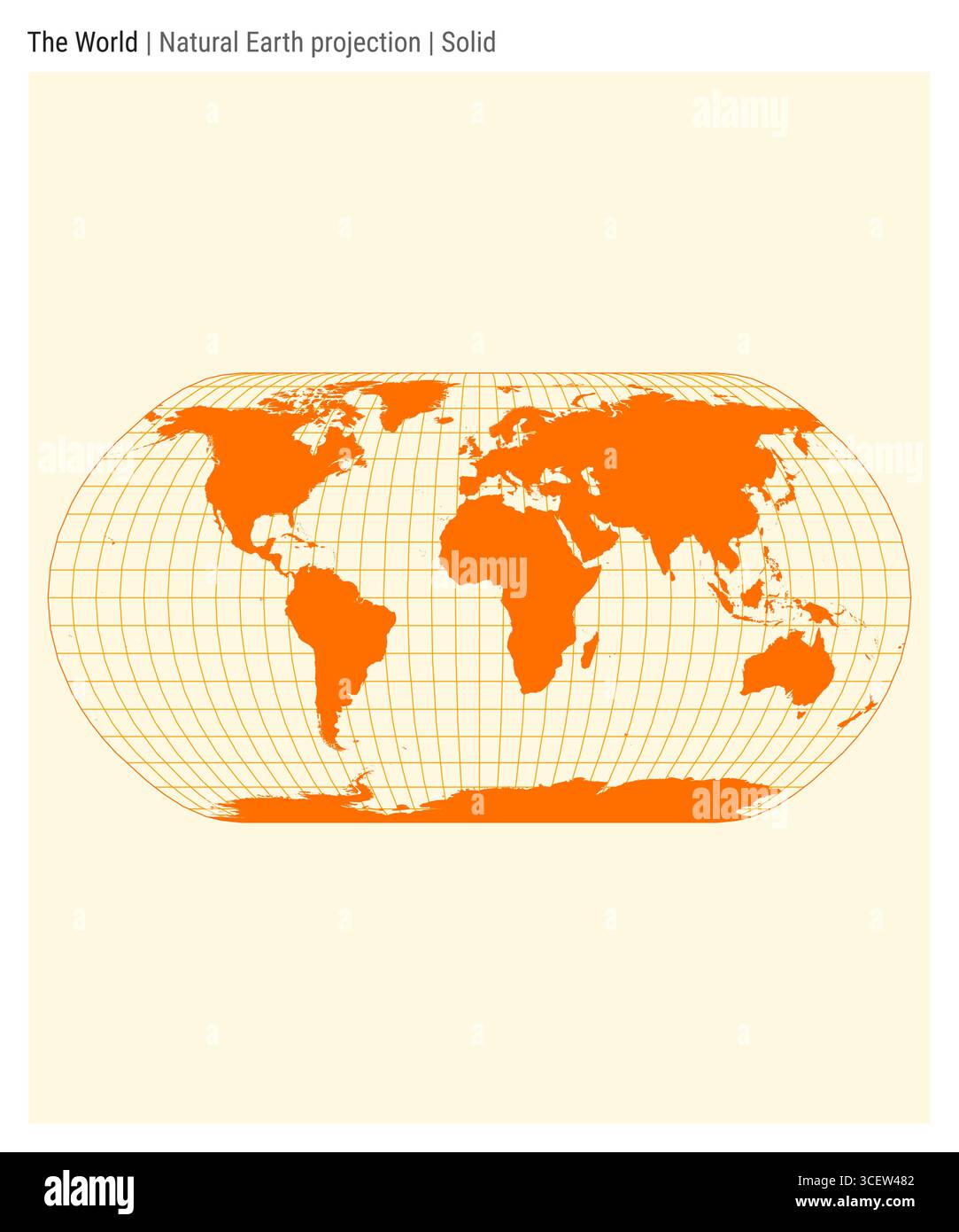 World Map. Natural Earth projection. Solid style. High Detail World map ...