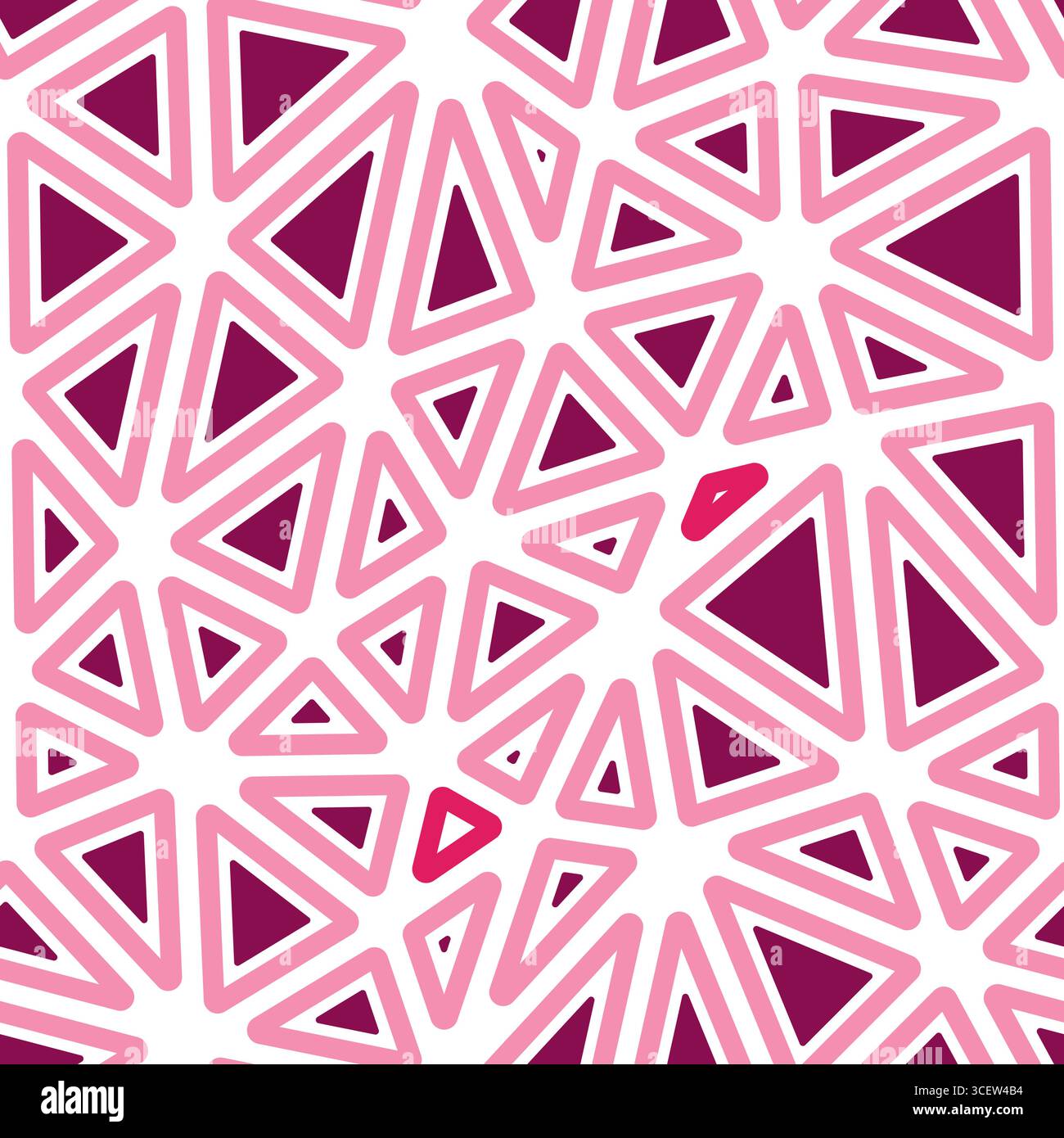 Abstract pattern of triangles. Rounded solid shapes in frames. Large triangles size. Single color tone style. Repeatable pattern. Stock Vector
