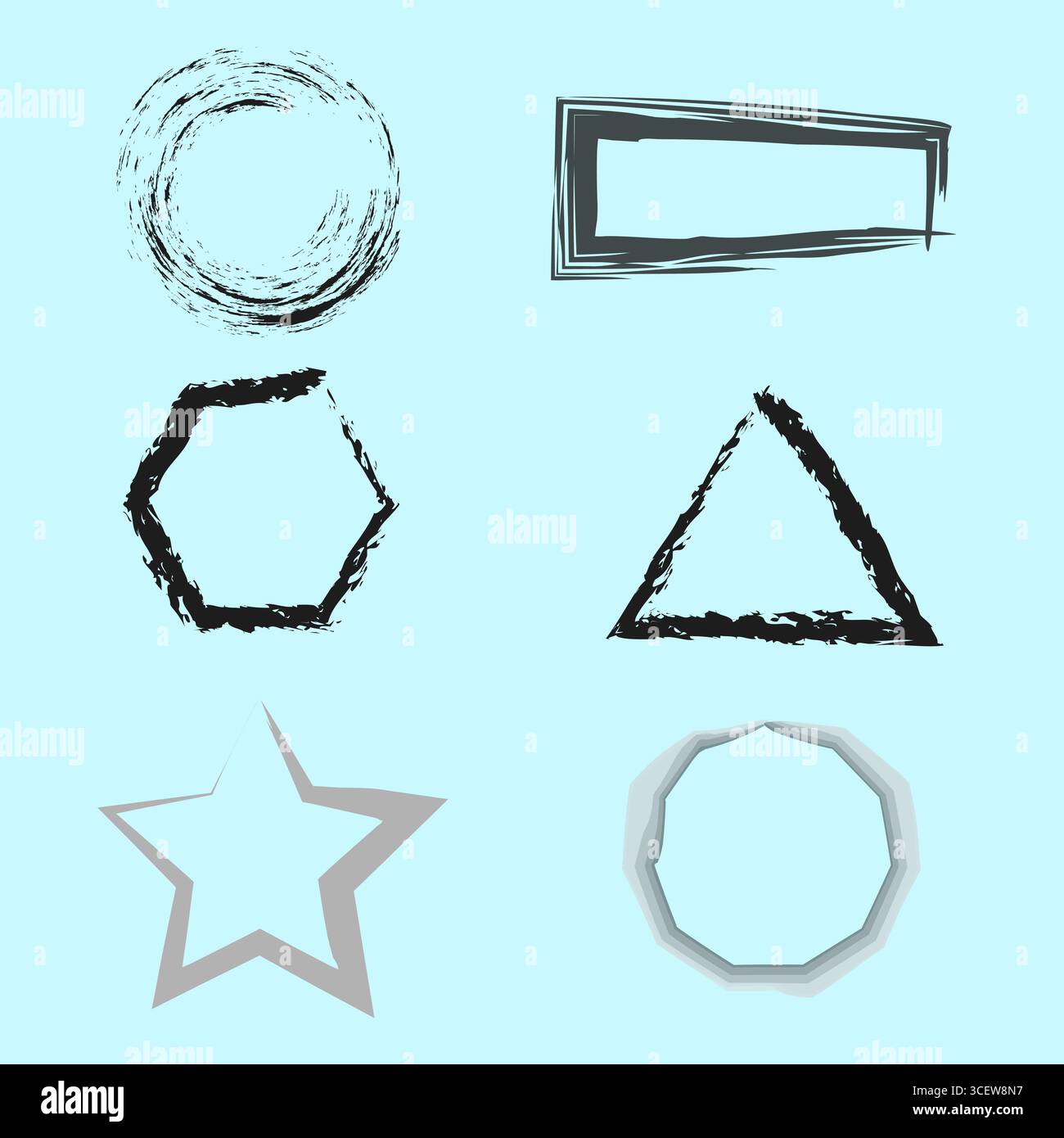 Hand drawn shapes. Abstract frames collection. Grungy style illustration. Vector geometric elements. Stock Vector
