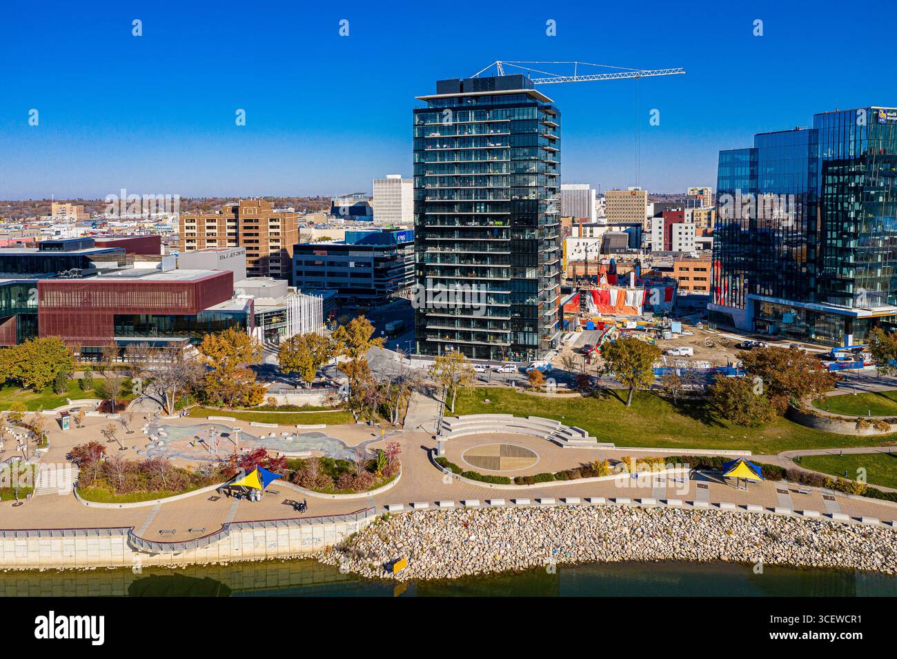 River Landing is located in the South downtown neighborhood of Saskatoon along the river. Stock Photo