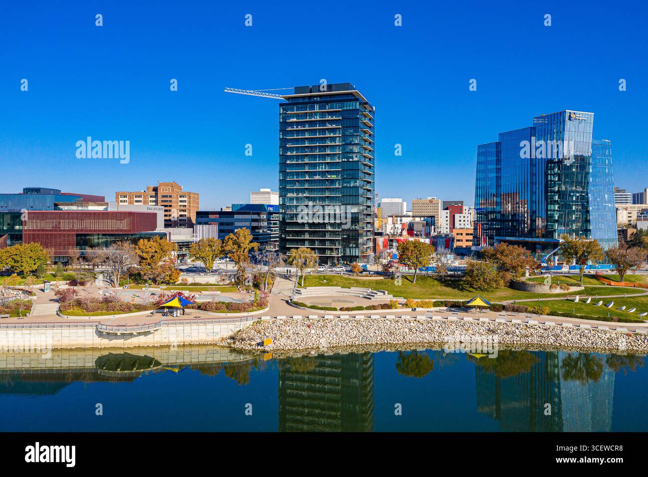 River Landing is located in the South downtown neighborhood of Saskatoon along the river. Stock Photo