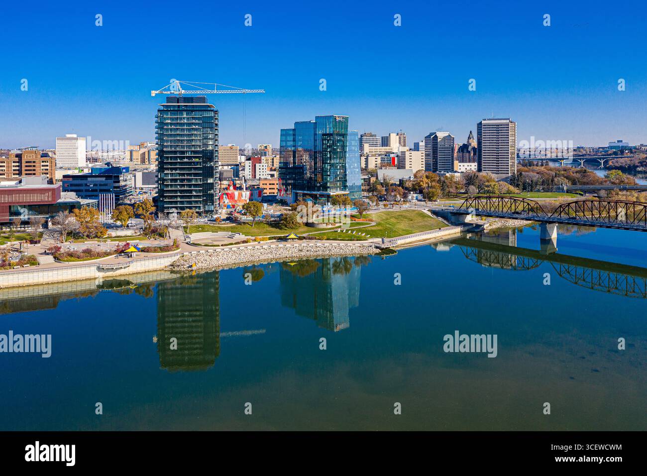 River Landing is located in the South downtown neighborhood of Saskatoon along the river. Stock Photo