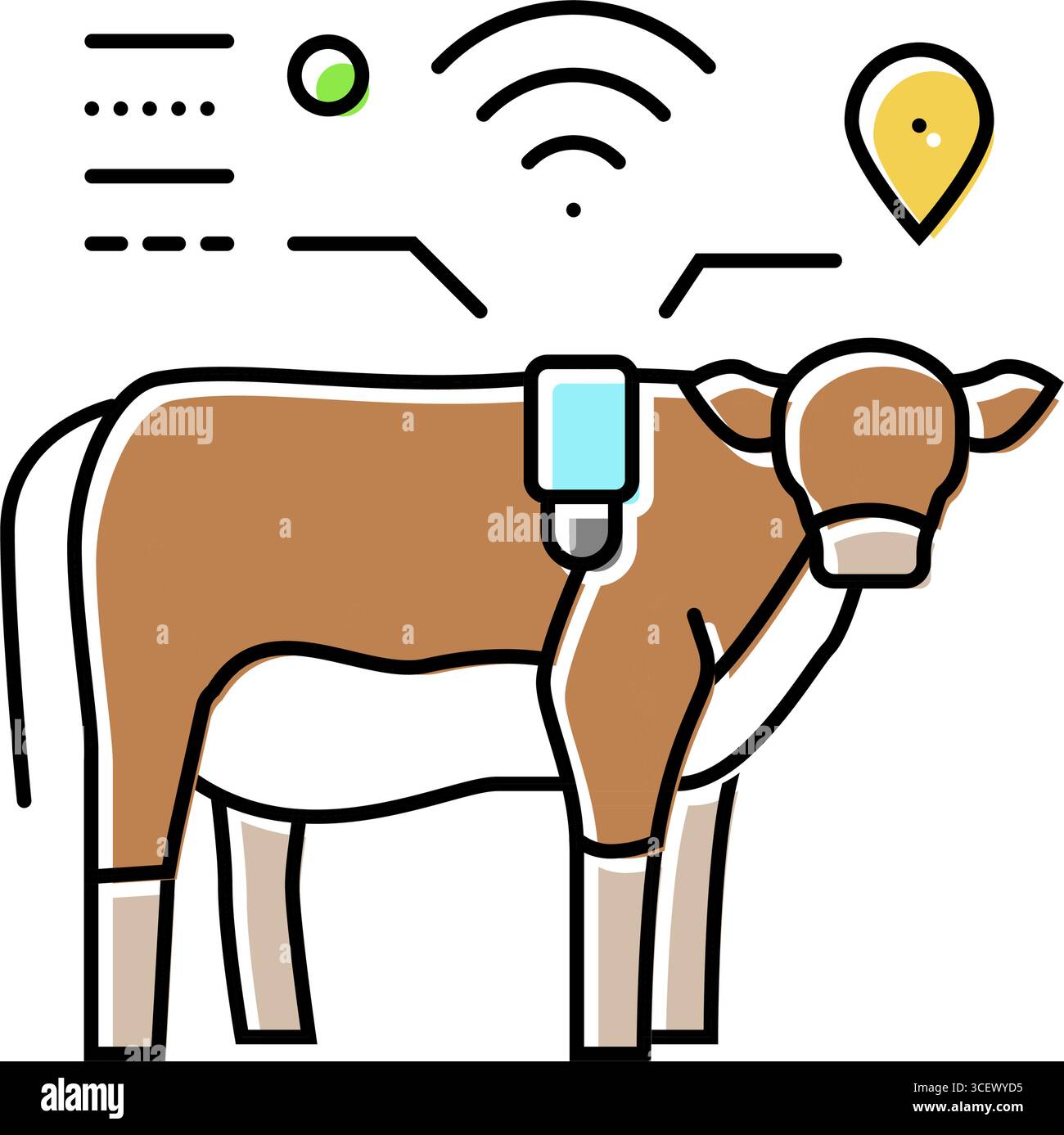 livestock tracker agri tech color icon vector illustration Stock Vector ...