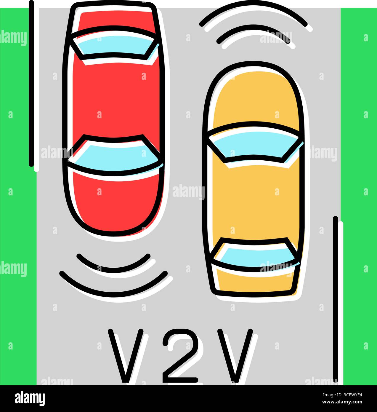 vehicle to vehicle communication color icon vector illustration Stock ...