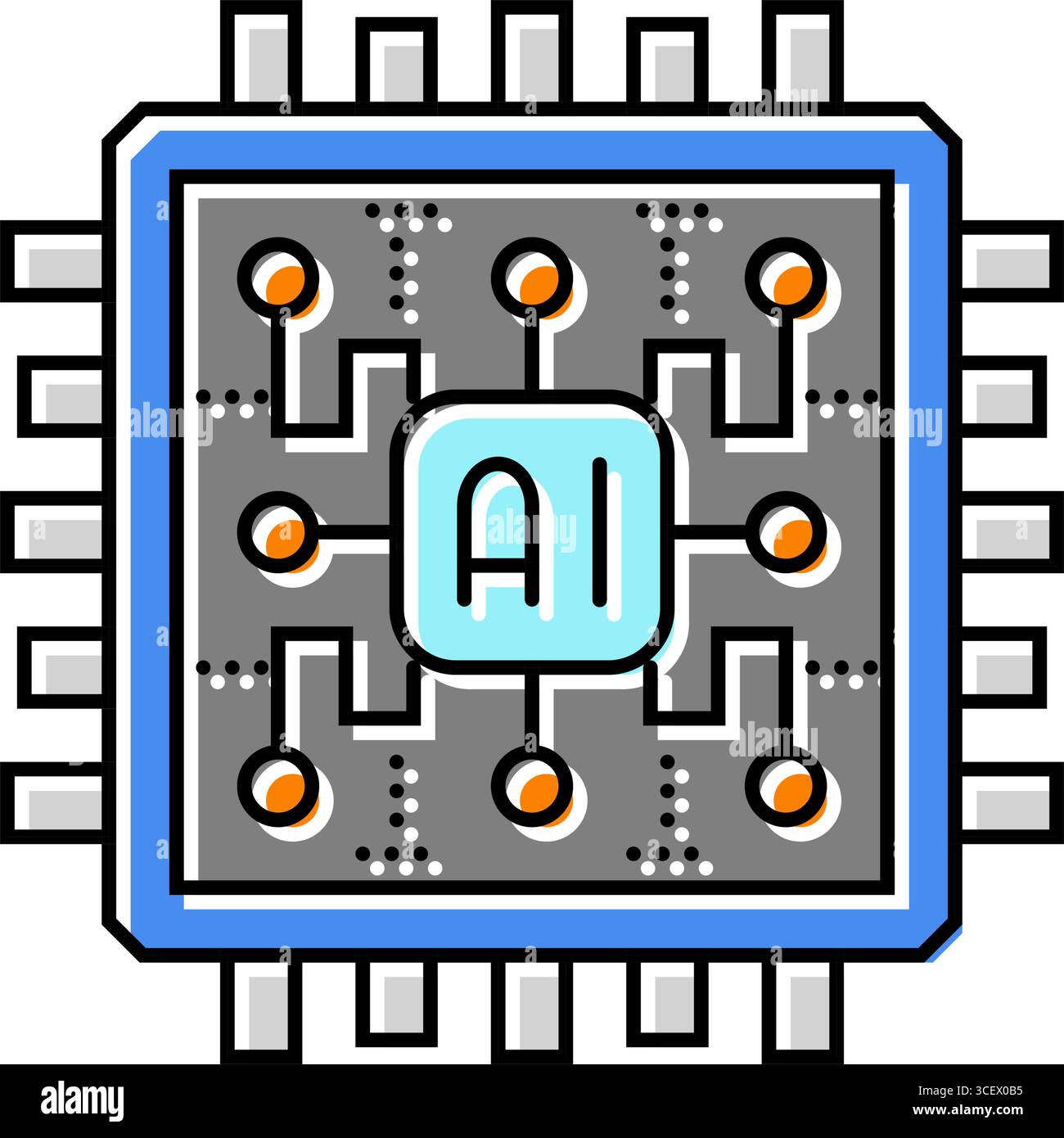 ai optimization chip data center color icon vector illustration Stock ...