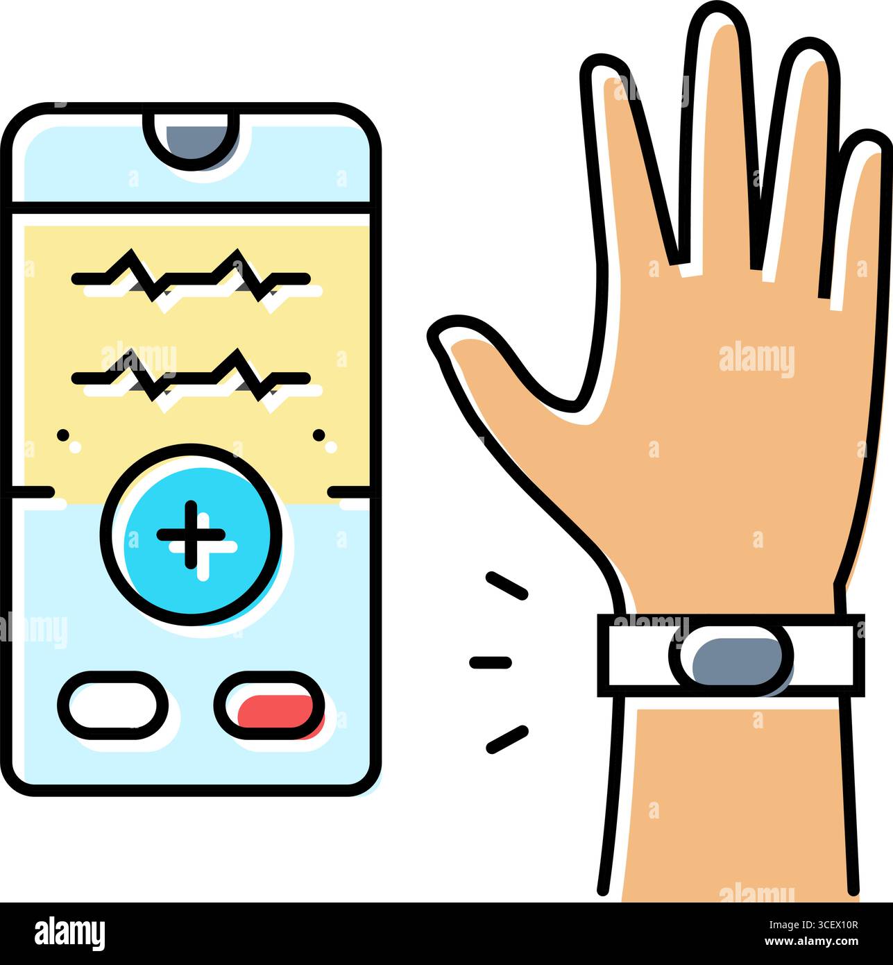 biometric health sensor healthcare innovation color icon vector ...