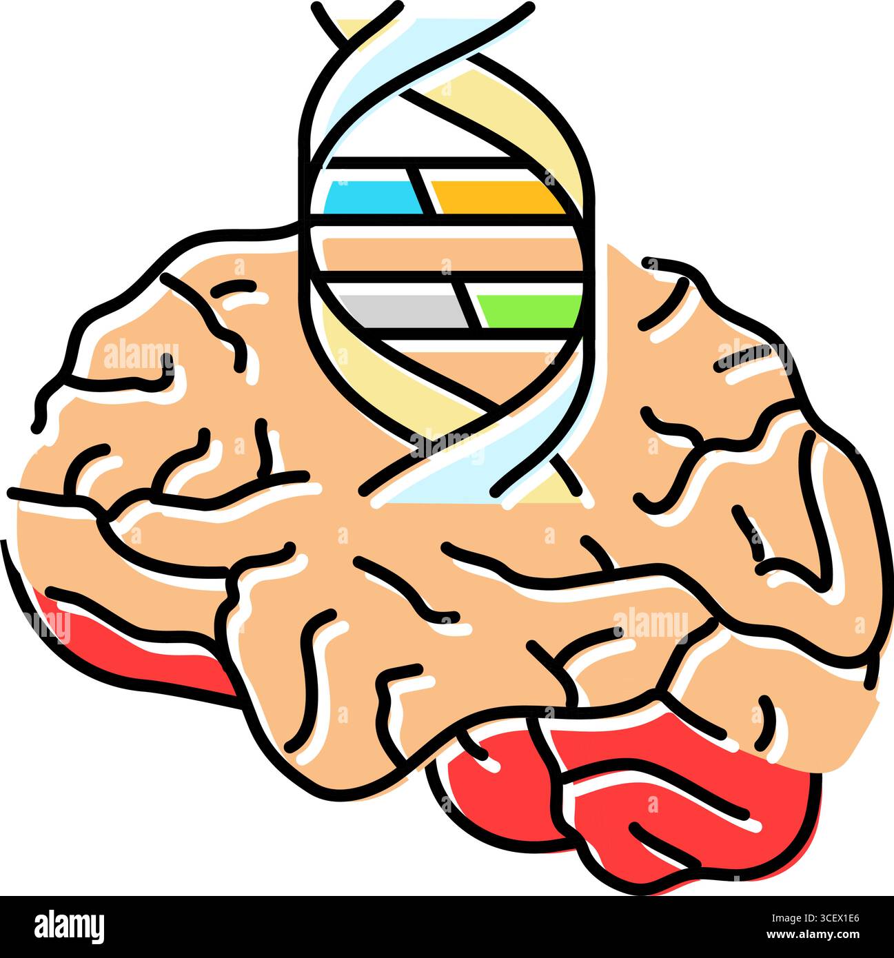 brain icon with genetic marker color icon vector illustration Stock ...