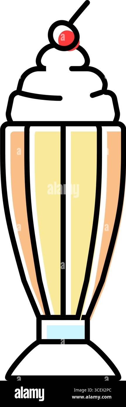 milkshake glass meal drink color icon vector illustration Stock Vector ...