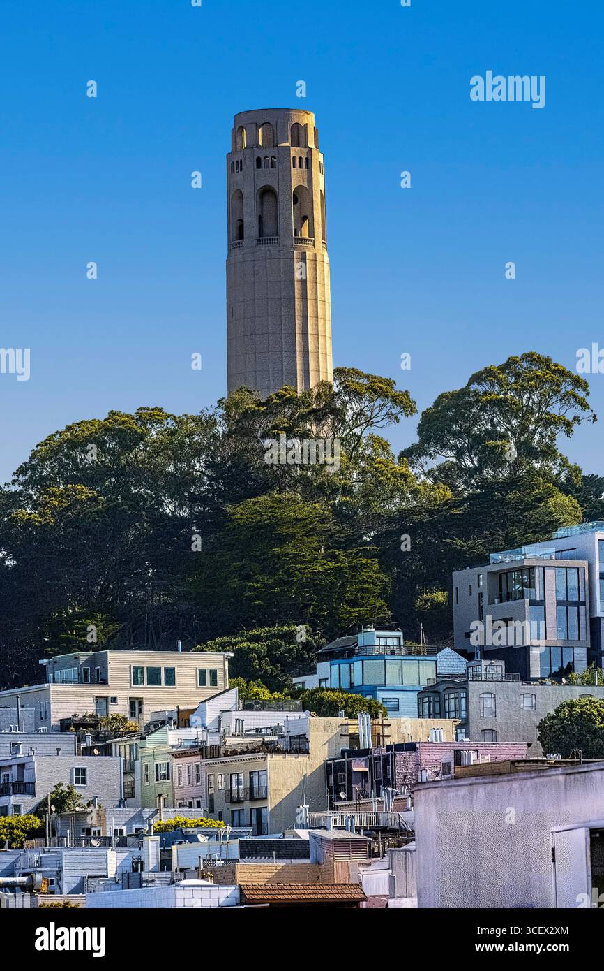 San Francisco, California - June 02, 2-25: Coit Tower in San Francisco, early morning. Stock Photo