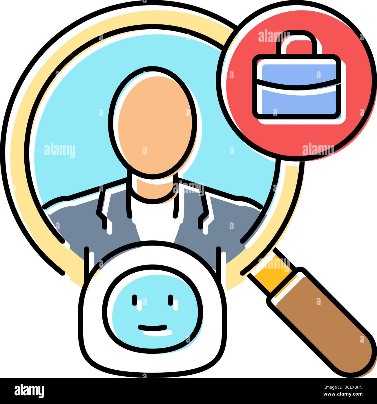 ai based candidate matching head hunting color icon vector illustration ...