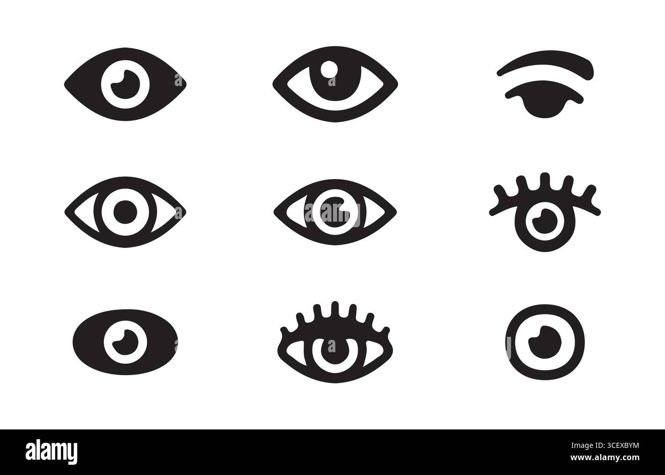 Eye icon set. Open eyes icon vector. A view or visibility symbol ...