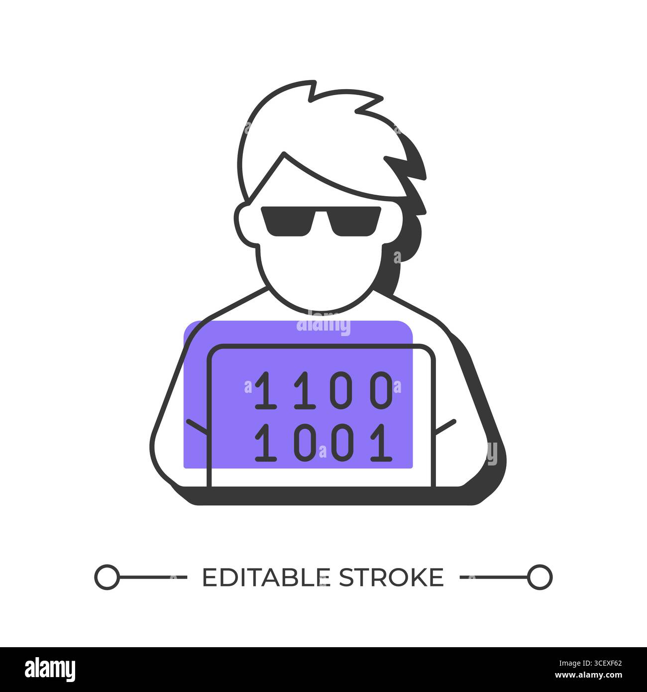 Software developer offset shadow line icon Stock Vector