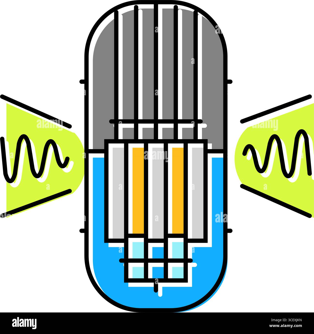nuclear reactor releasing radiation radioactive pollution color icon ...