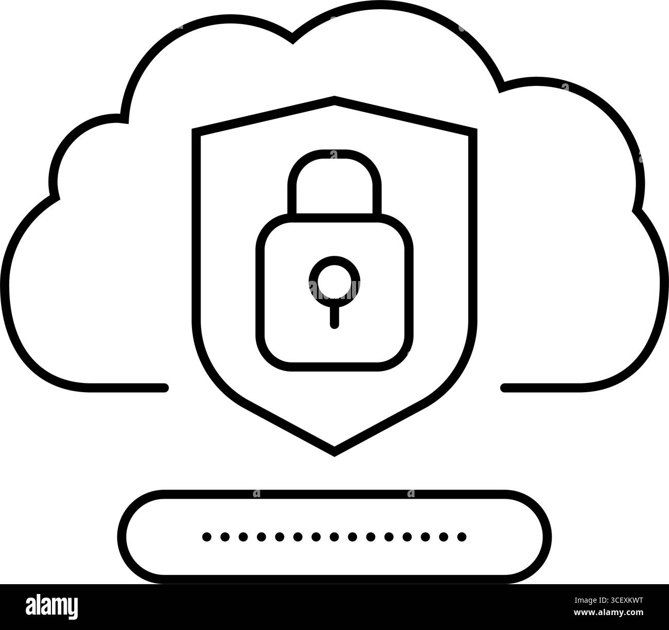security lock cloud computing line icon vector illustration Stock ...