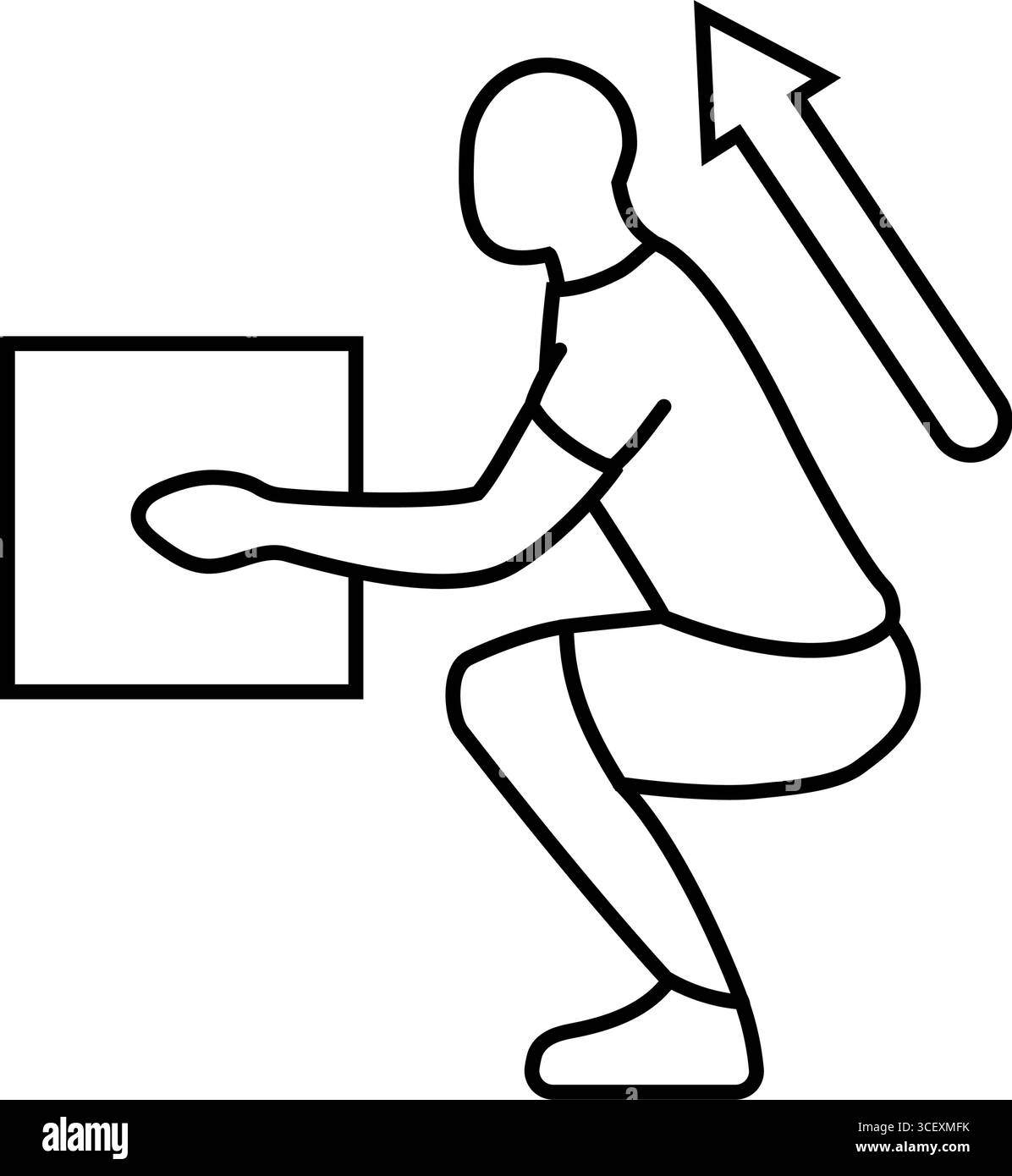safe lifting technique injury prevention line icon vector illustration ...