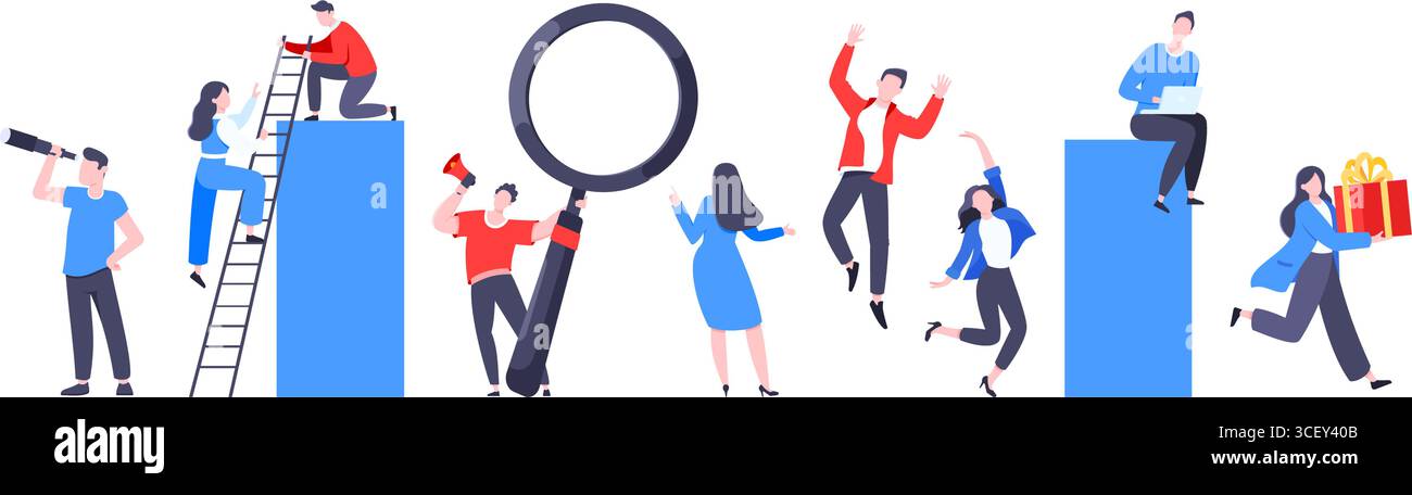Teamwork concept with tiny people characters working together business ...