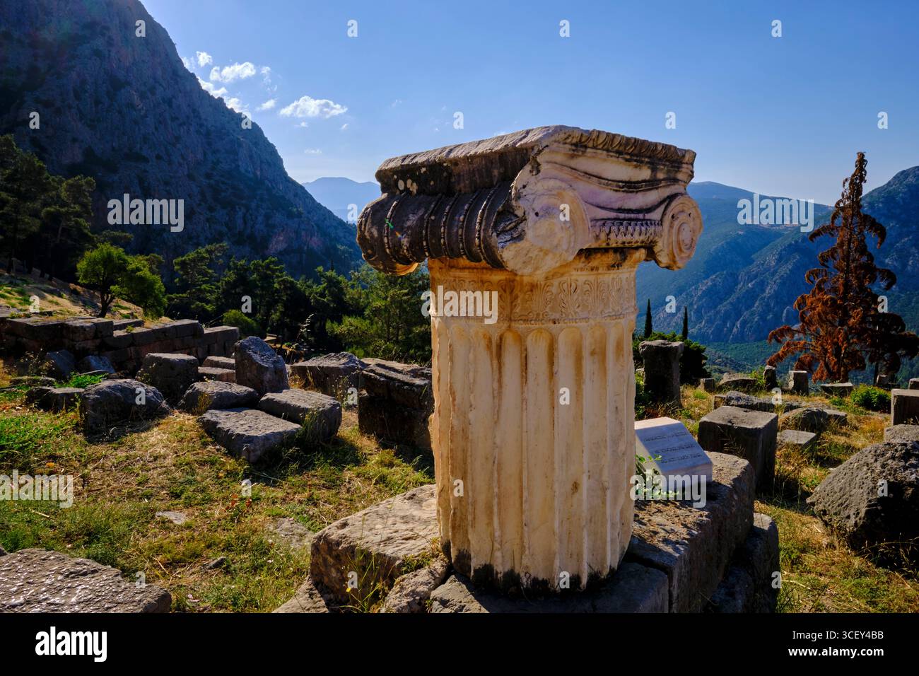 Greece, Phocis, Delphi, UNESCO World Heritage Site, sanctuary of Apollo ...