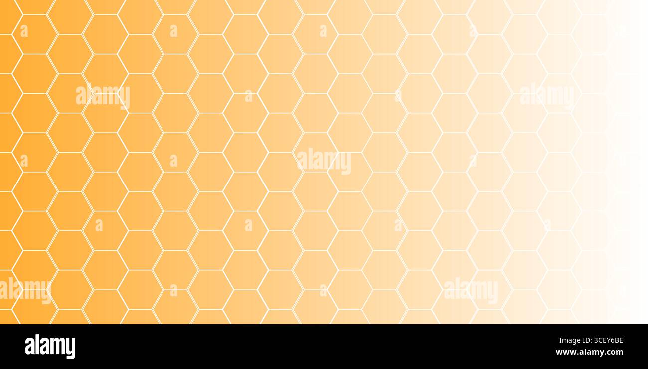 Gradient honeycomb pattern with orange hexagons on white background Stock Vector