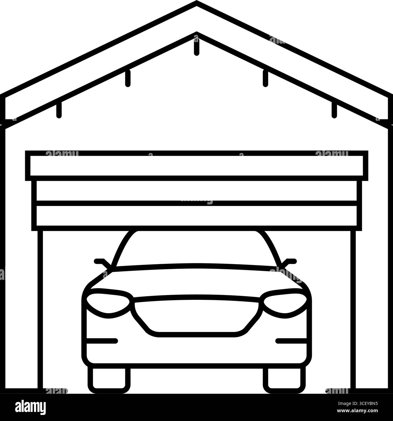 car inside garage line icon vector illustration Stock Vector Image ...