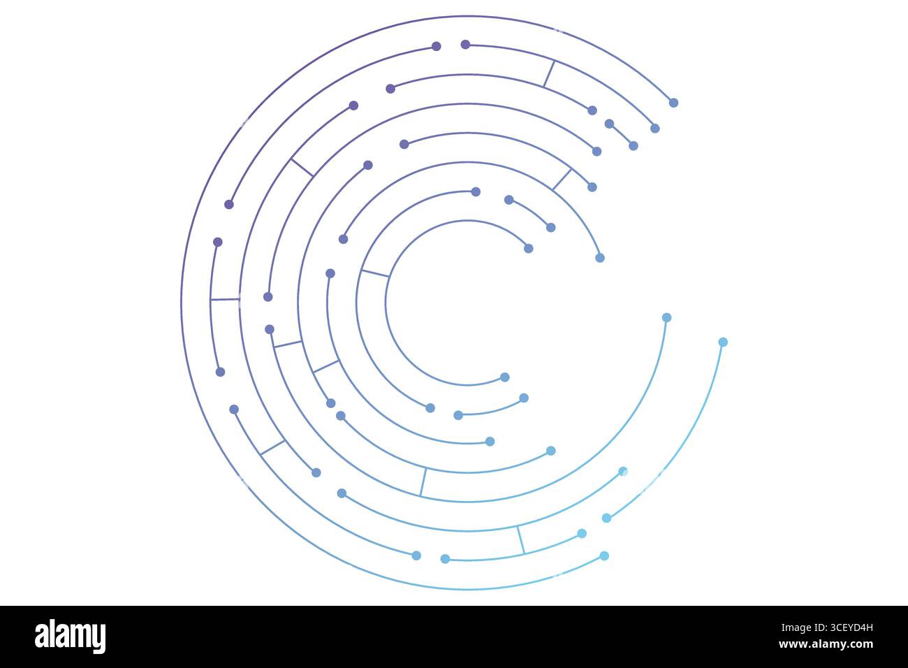 Circuit board circle line dots connection. Motherboard electronic technology data, electrical board, cpu. Programming science, computer system elements. Vector illustration Stock Vector