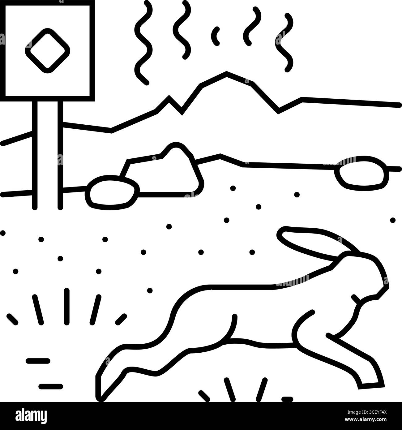 animals fleeing from polluted zone chemical pollution line icon vector ...