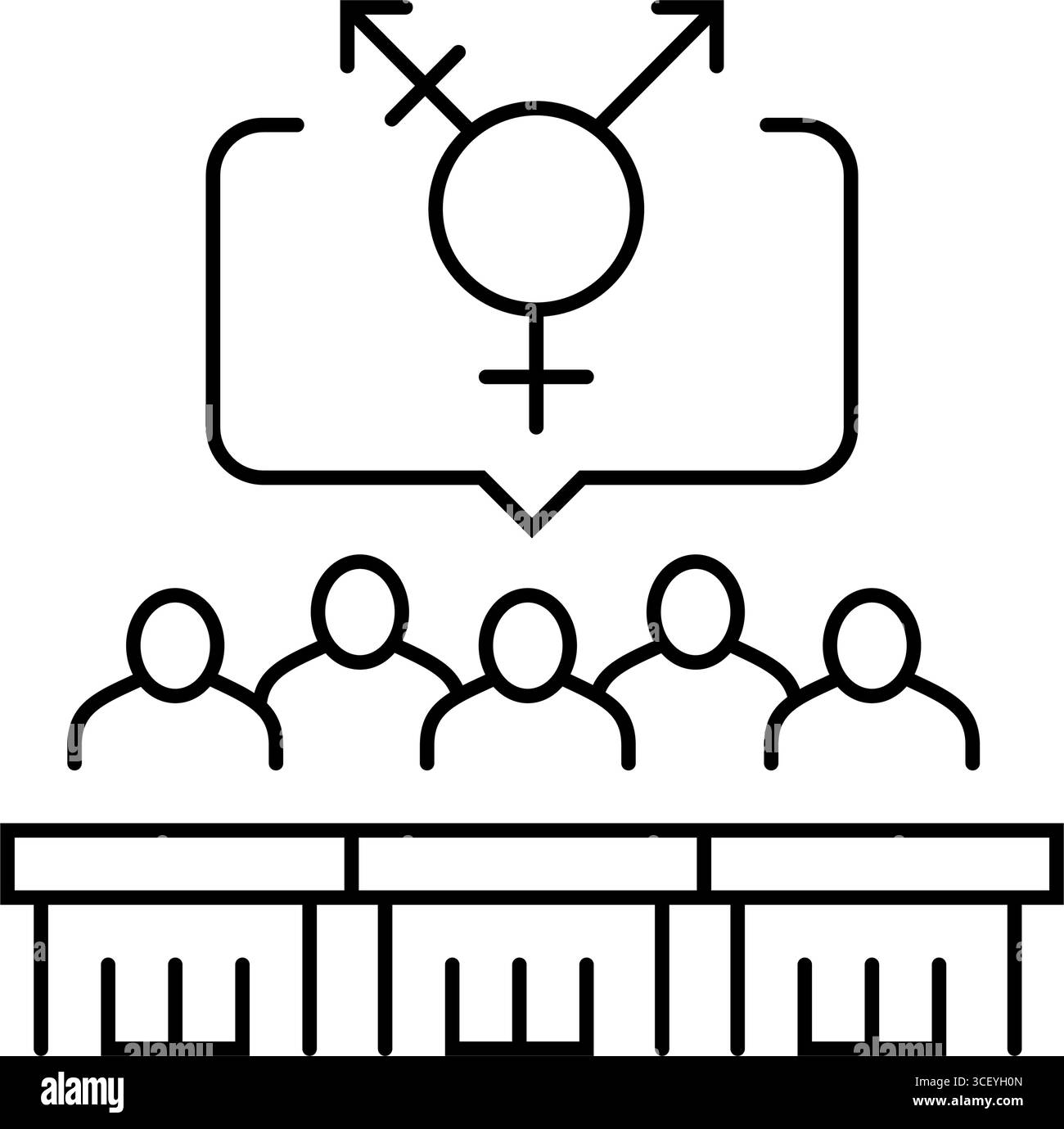 inclusive classroom setting line icon vector illustration Stock Vector ...