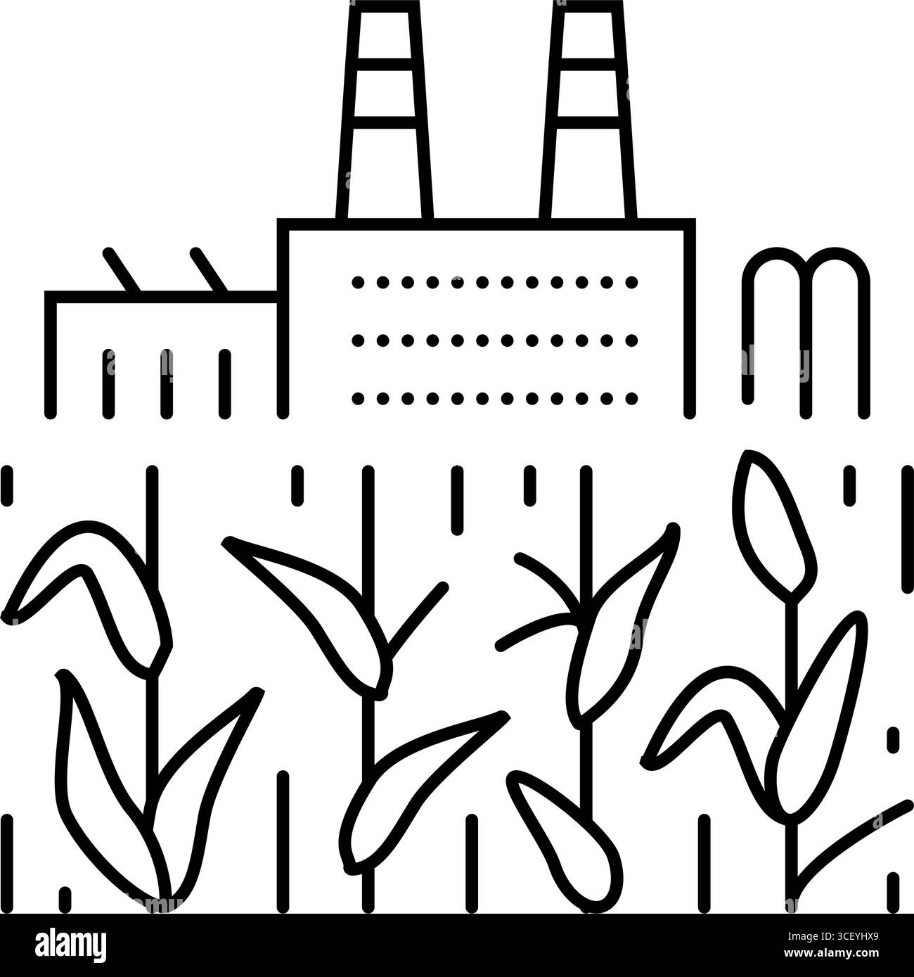 contaminated food crops region high industrial pollution line icon ...
