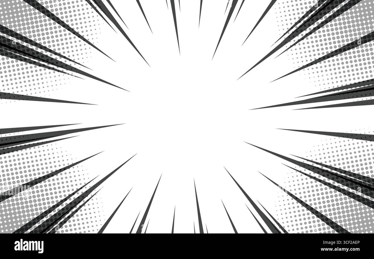 Comic book radial speed lines template. Manga speed frame. Cartoon ...