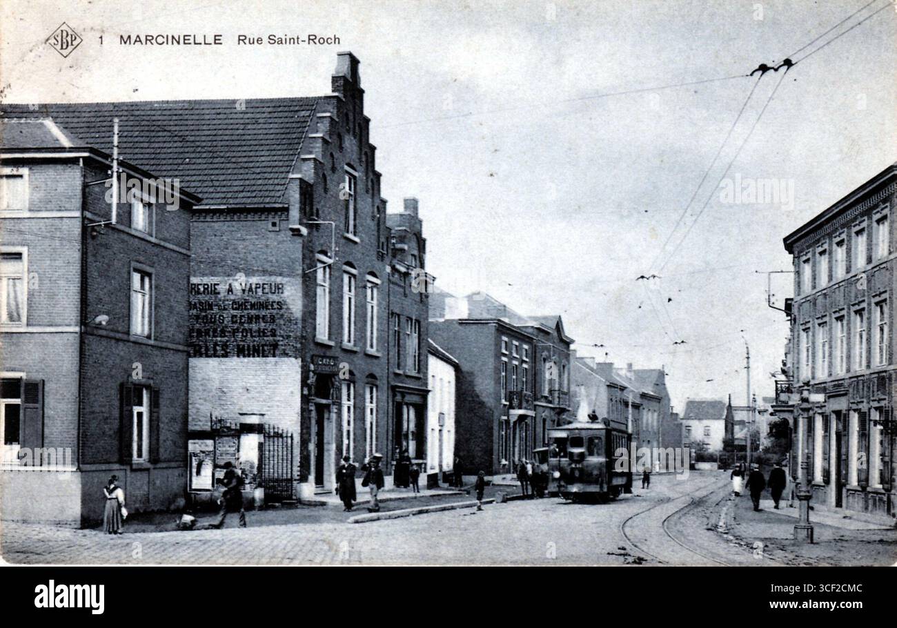 Rue Saint-Roch in Marcinelle as seen in an old, undated photograph. The ...