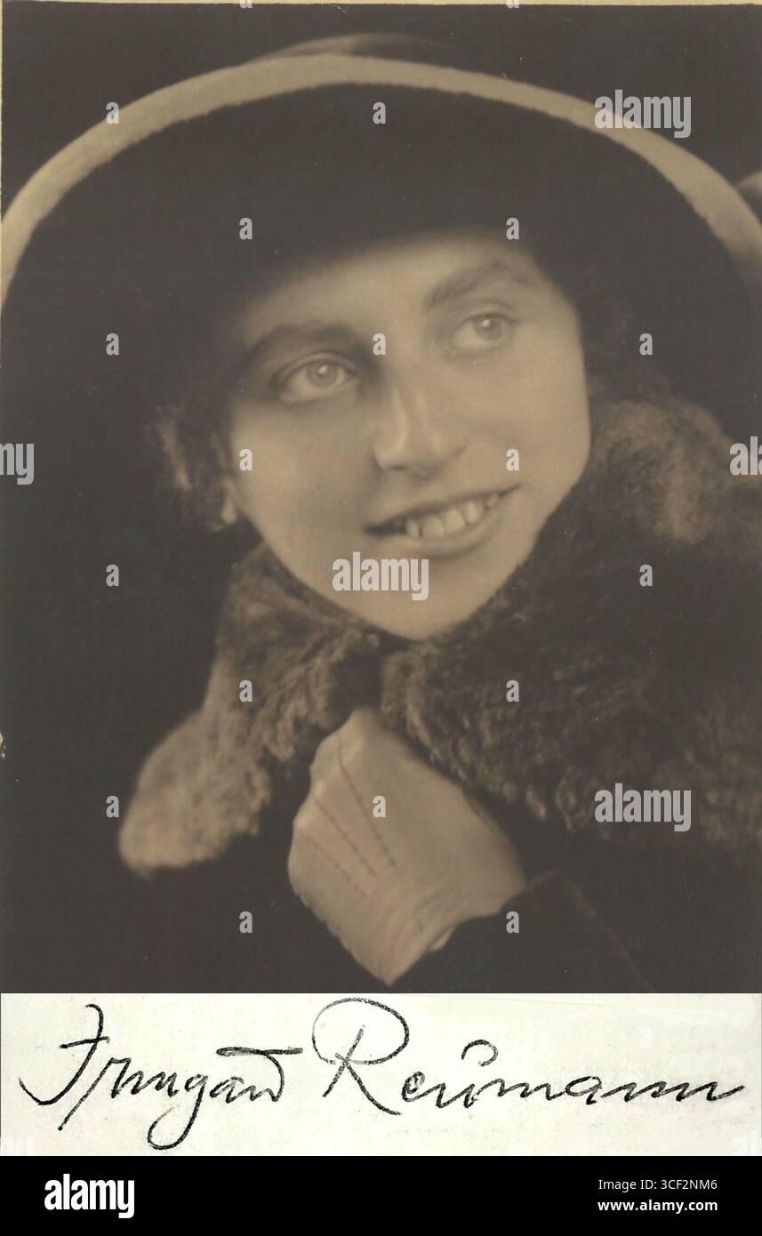 A photograph of Irmgard Reumann, dated 1928. This image captures her in a moment likely significant to the time period. Stock Photo