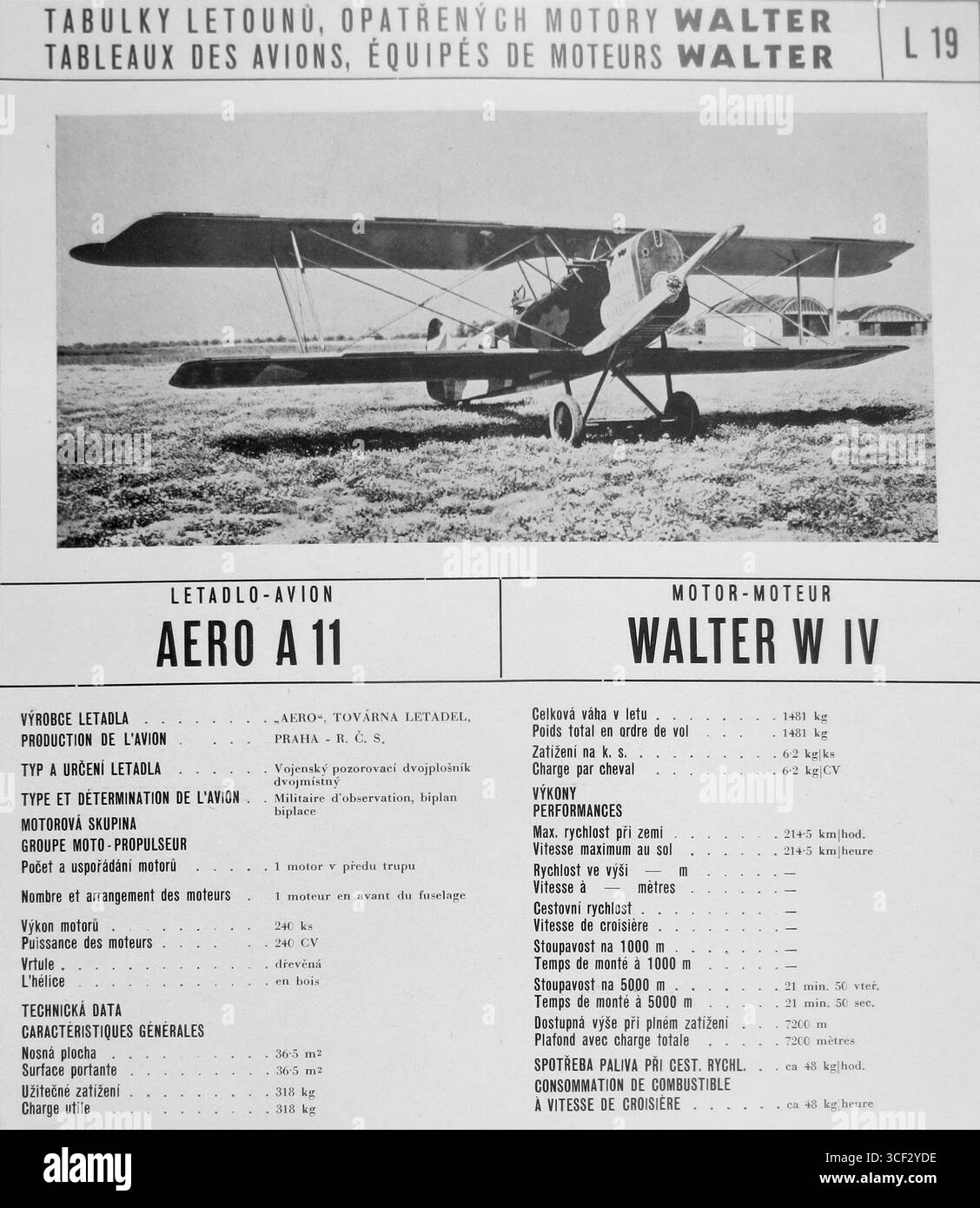 The Aero A-11 aircraft and Walter W-IV engine, photographed on June 30 ...