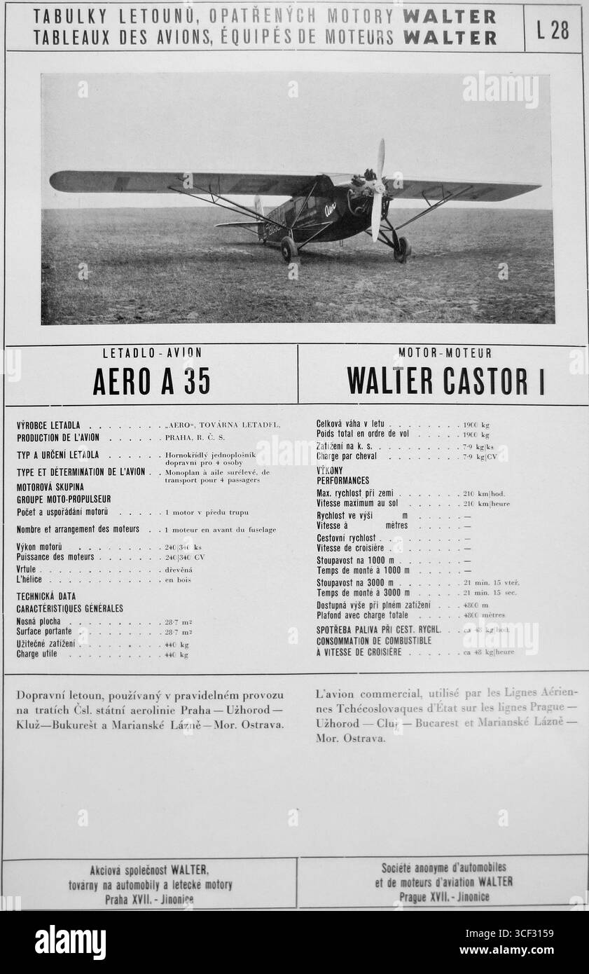 This photograph from 1933 features the Aero A-35 aircraft alongside the ...