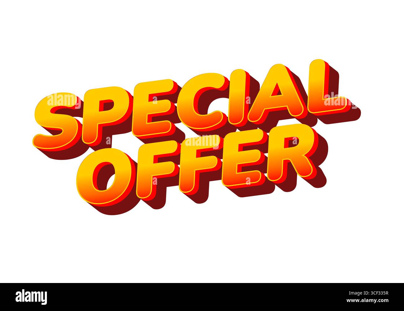 Bold text graphic with the words special offer in orange and yellow colors, featuring a shadow effect Stock Vector