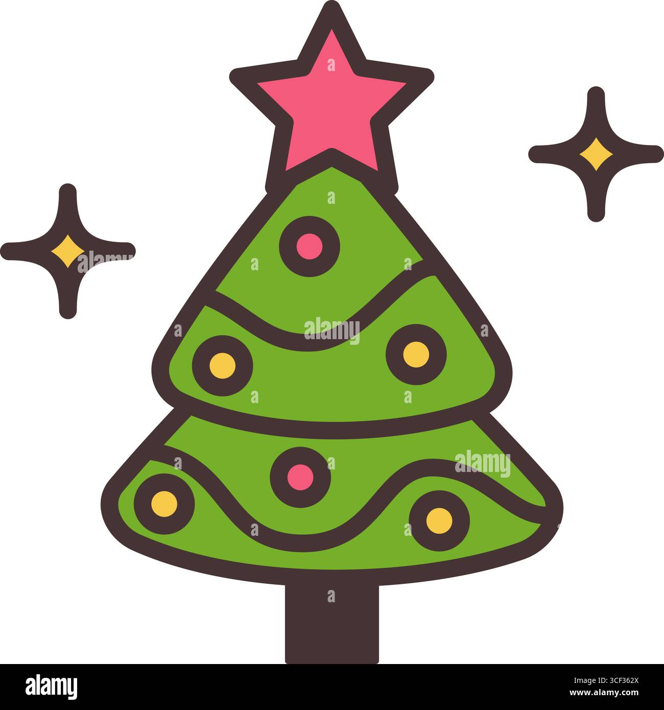 Vector Christmas tree icon on white background Stock Vector