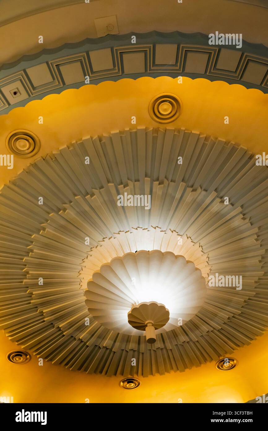 England, Somerset, Bath, The Forum, Interior view of Art Deco Ceiling Light Stock Photo