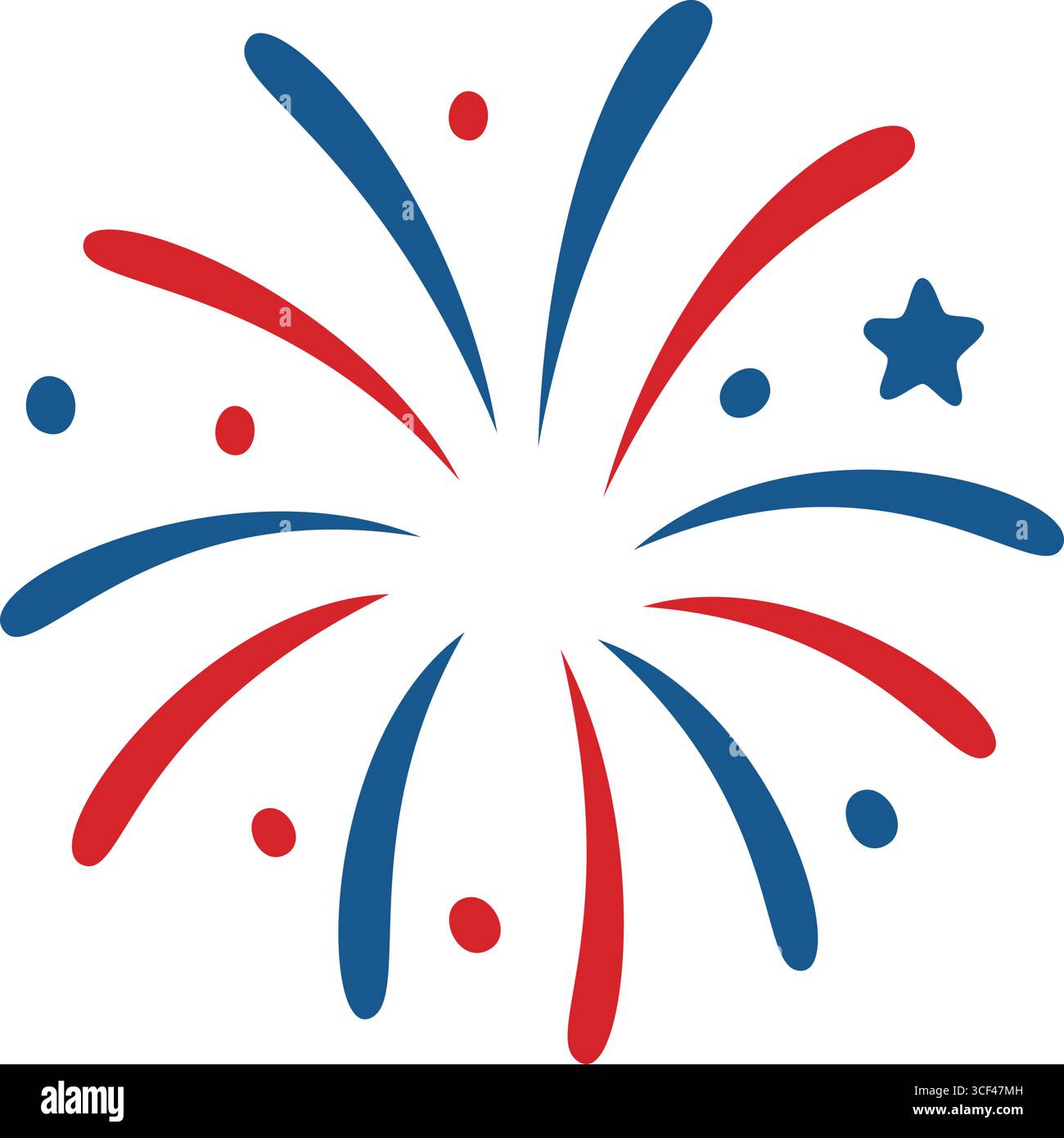 Stylized firework burst with red and blue elements on a white background Stock Vector