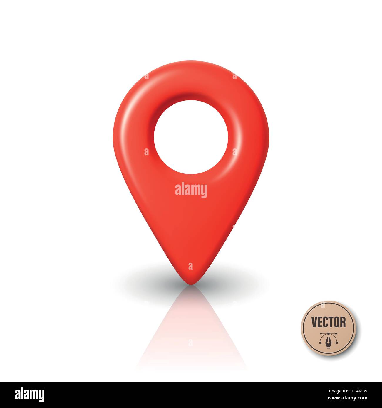 Vector 3d Realistic Red Map Pin Location Marker Icon for Navigation ...