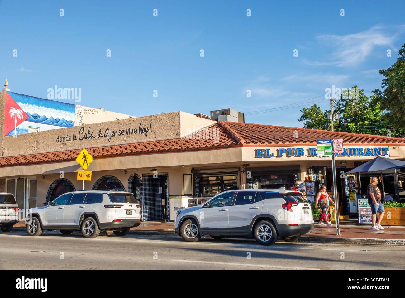 Miami Florida,Little Havana neighborhood,8th Street Calle Ocho,Viernes Culturales,Cultural Fridays,monthly event,Cuban Hispanic,El Pub Restaurant Cuba Stock Photo
