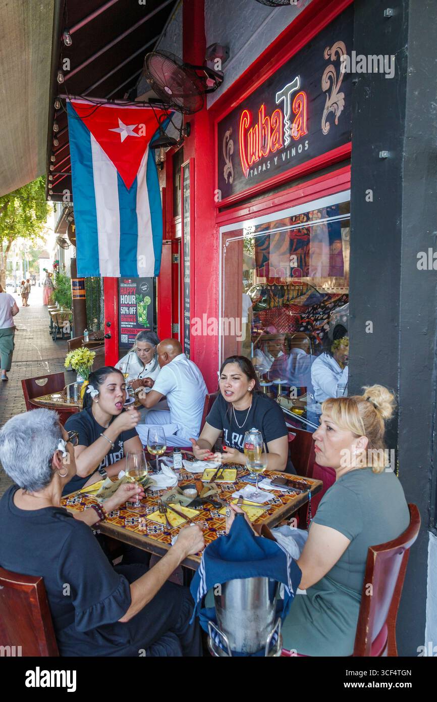 Miami Florida,Little Havana neighborhood,8th Street Calle Ocho,Viernes Culturales,Cultural Fridays,monthly event,Cuban Hispanic,Cubata Tapas y Vinos r Stock Photo