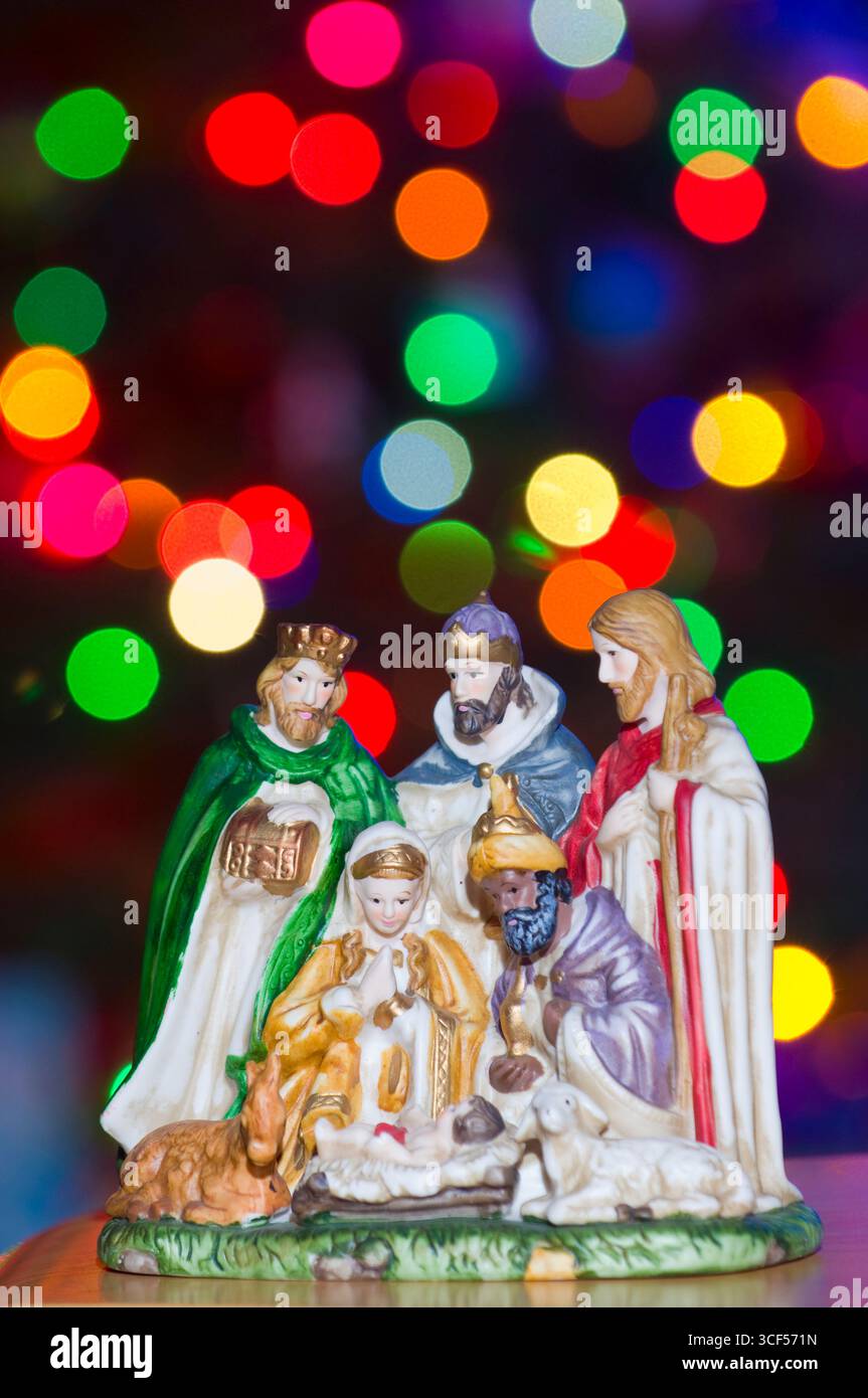 Figurine of the nativity depicting the birth of Jesus Christ with Mary ...